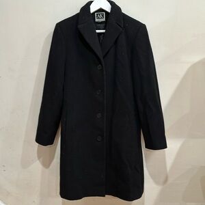 Women’s Vintage Anne Klein 100% Wool Single Breasted Midi Length Coat Black 6